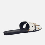 Sandalia plana celia de cuero para mujer - Animal Print Vaca