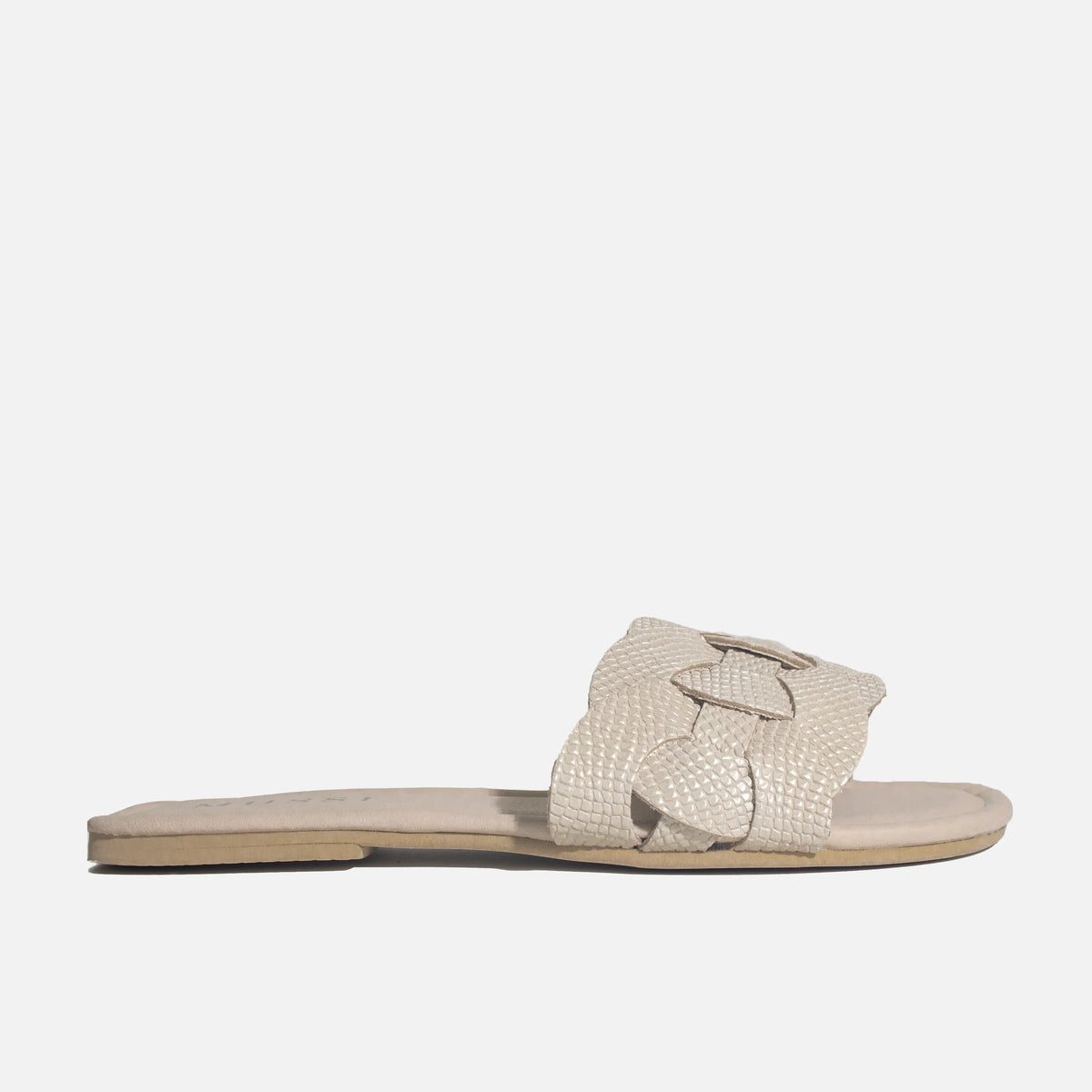 Sandalia plana dalia de cuero para mujer - Hueso