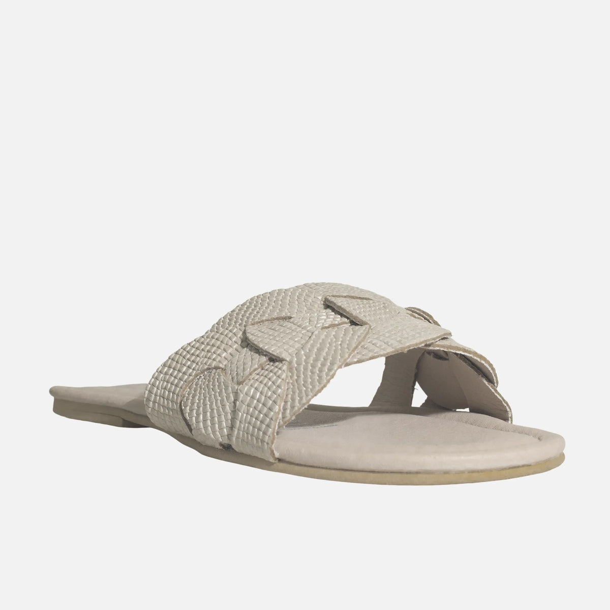 Sandalia plana dalia de cuero para mujer - Hueso