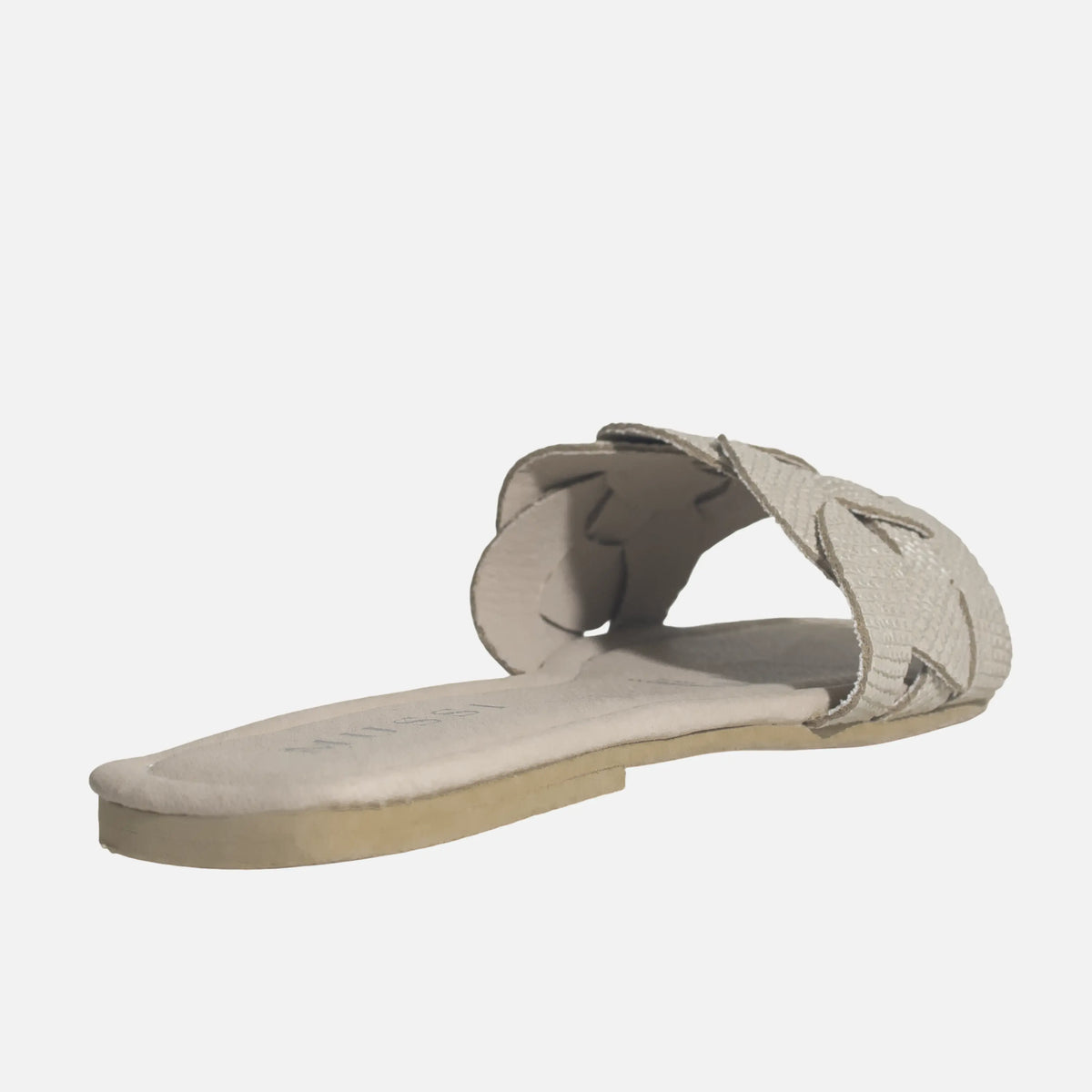 Sandalia plana dalia de cuero para mujer - Hueso