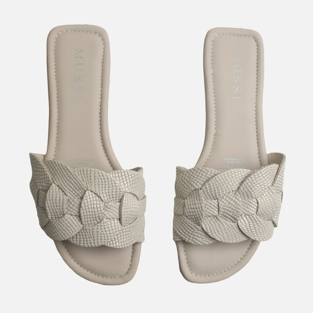 Sandalia plana dalia de cuero para mujer - Hueso