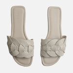 Sandalia plana dalia de cuero para mujer - Hueso