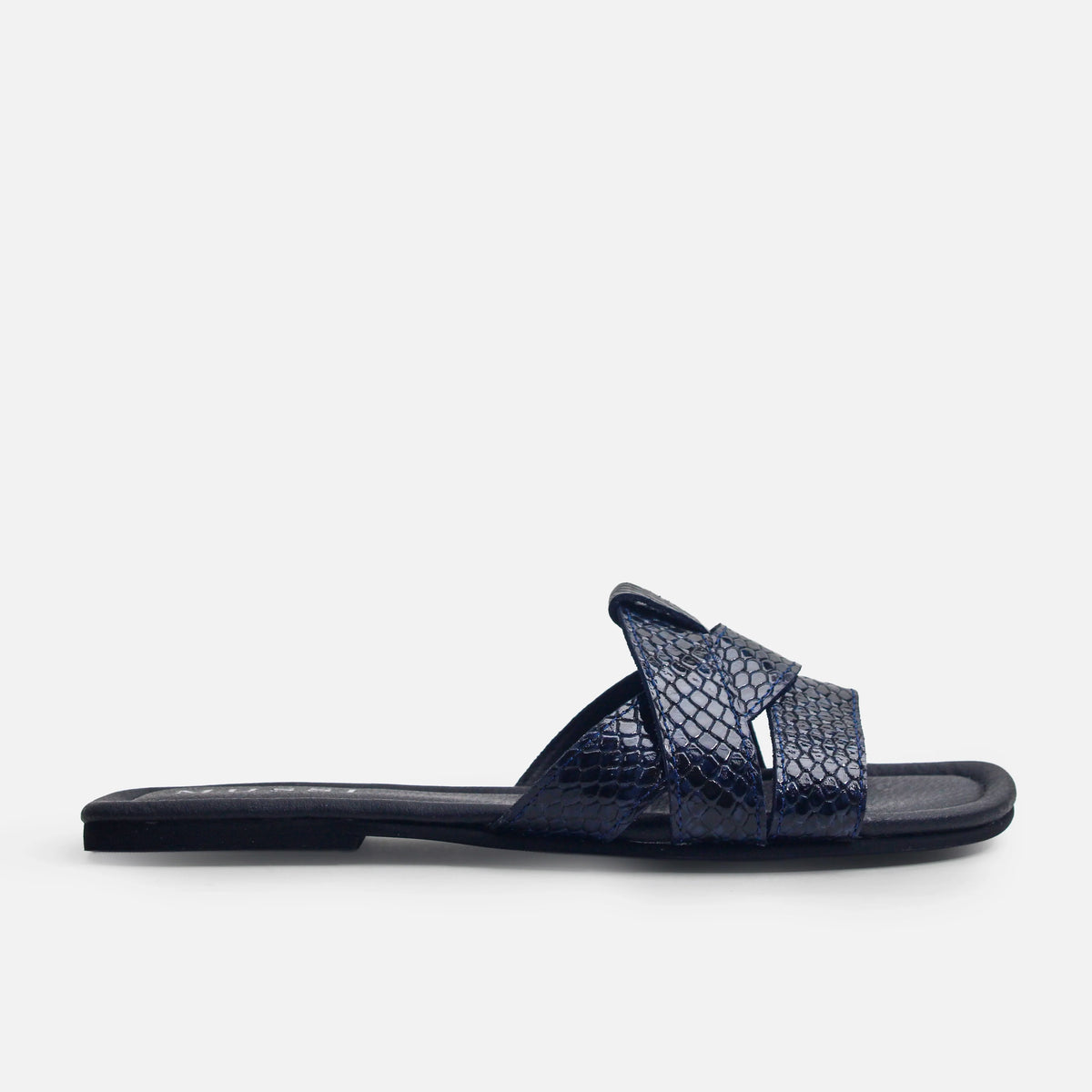 Sandalia plana elira de cuero para mujer - Azul