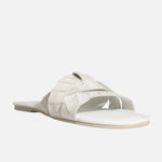 Sandalia plana elira de cuero para mujer - Hueso