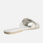 Sandalia plana elira de cuero para mujer - Hueso