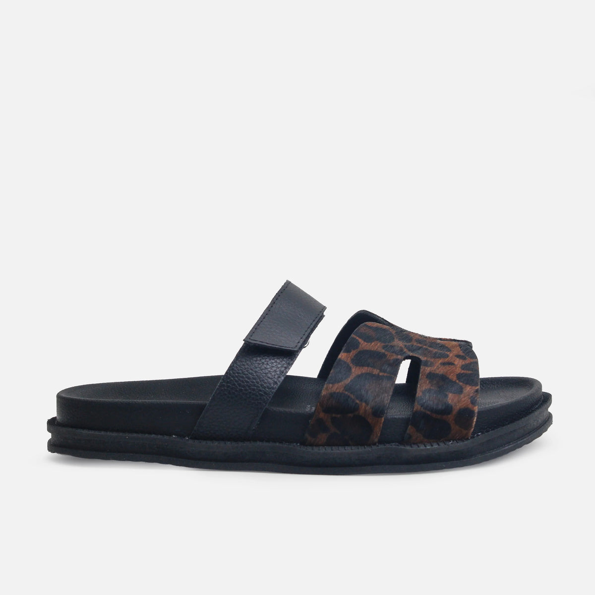 Sandalia flatform elisa de cuero para mujer - Cafe