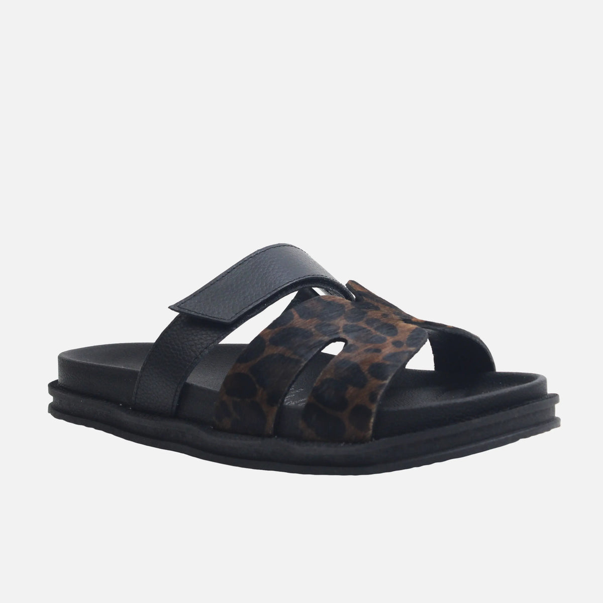 Sandalia flatform elisa de cuero para mujer - Cafe