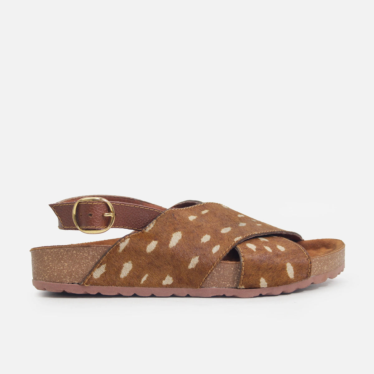 Sandalia flatform mimosa de cuero para mujer - Cafe