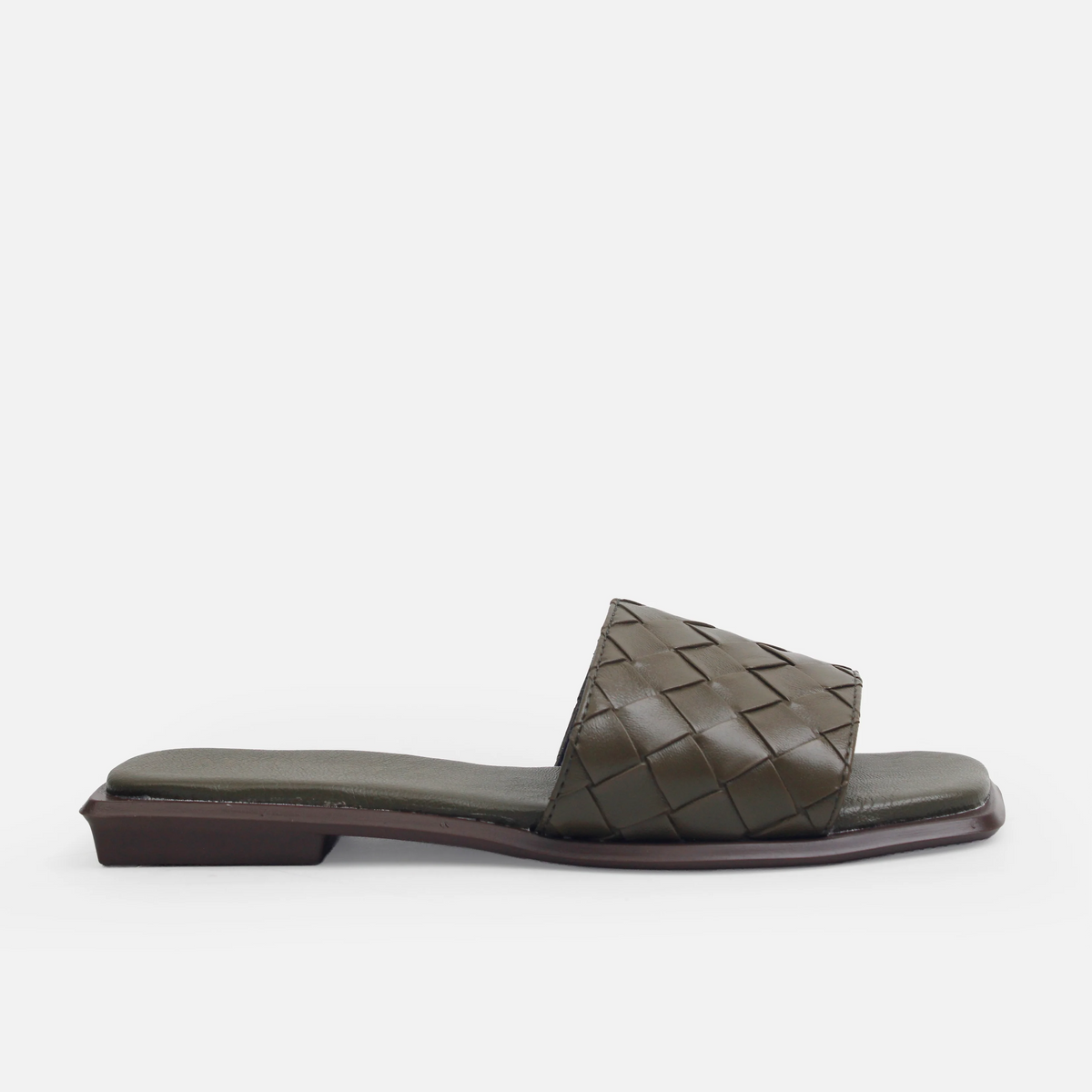 Sandalia plana celine de cuero para mujer - Verde