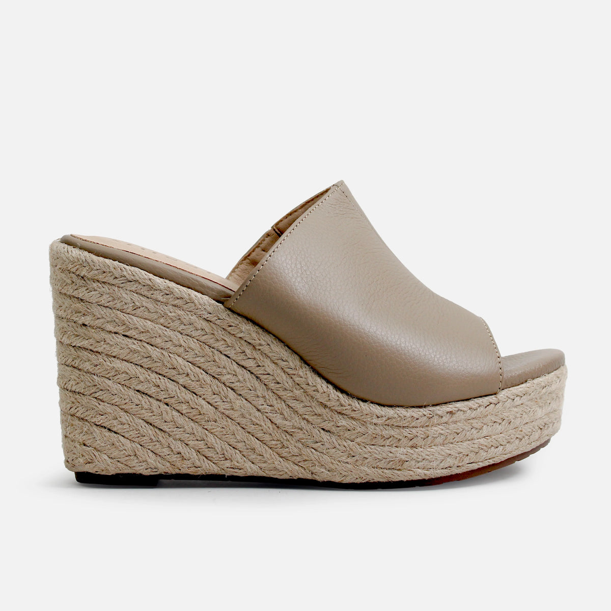 Sandalia plataforma danet de cuero para mujer - Taupe