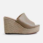 Sandalia plataforma danet de cuero para mujer - Taupe