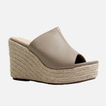 Sandalia plataforma danet de cuero para mujer - Taupe