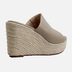 Sandalia plataforma danet de cuero para mujer - Taupe