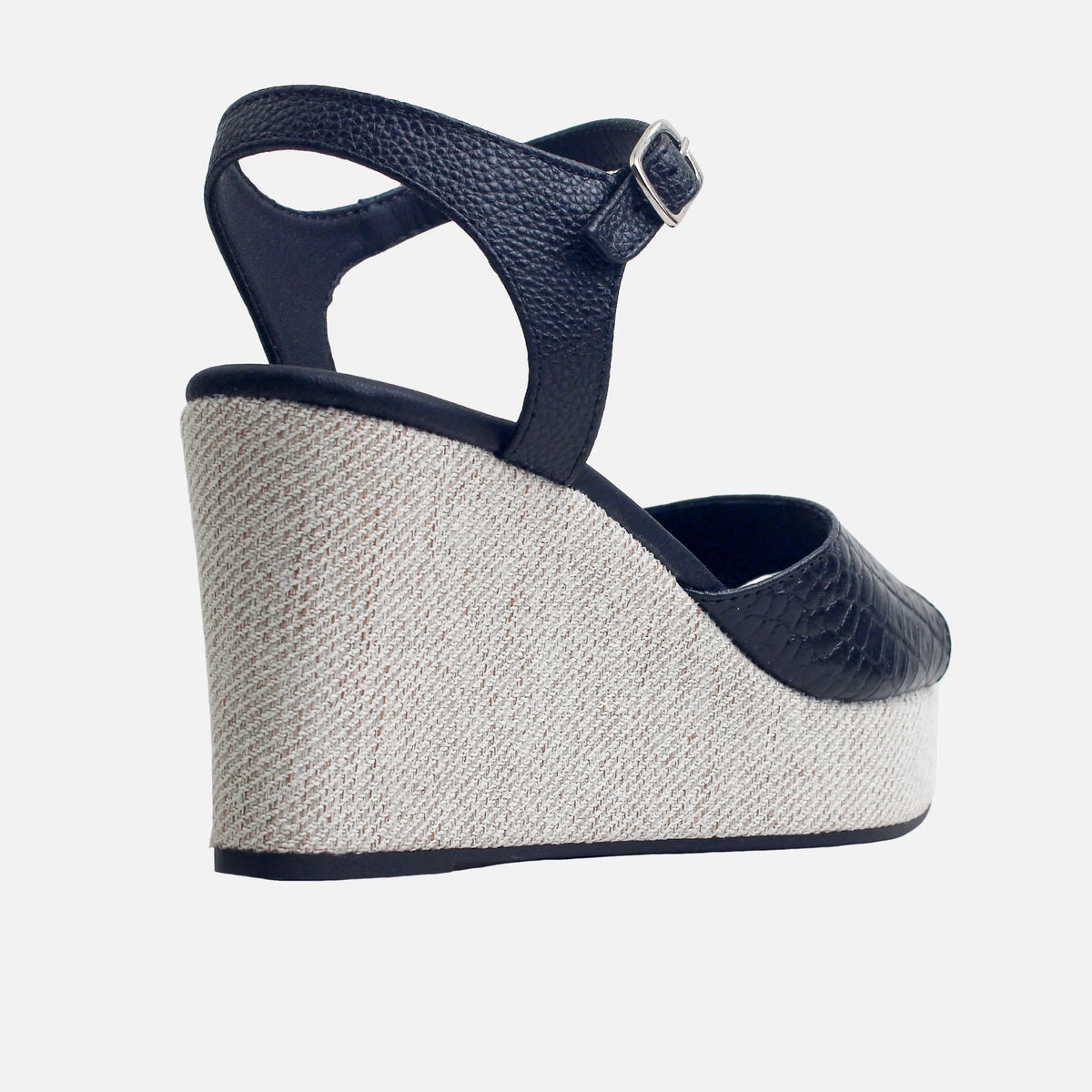 Sandalia plataforma naeva de cuero para mujer - Negro