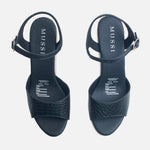 Sandalia plataforma naeva de cuero para mujer - Negro