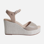Sandalia plataforma naeva de cuero para mujer - Beige