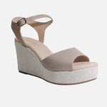 Sandalia plataforma naeva de cuero para mujer - Beige
