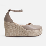 Sandalia plataforma avelin de cuero para mujer - Taupe