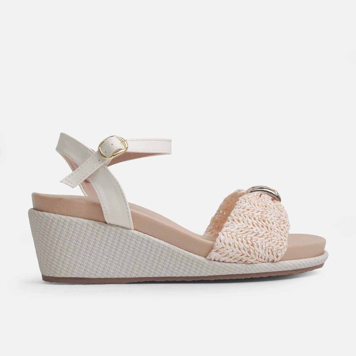 Sandalia plataforma anara de textil para mujer - Beige
