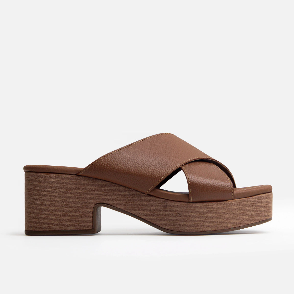 Sandalia plataforma yachta de cuero para mujer - Miel