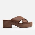 Sandalia plataforma yachta de cuero para mujer - Miel