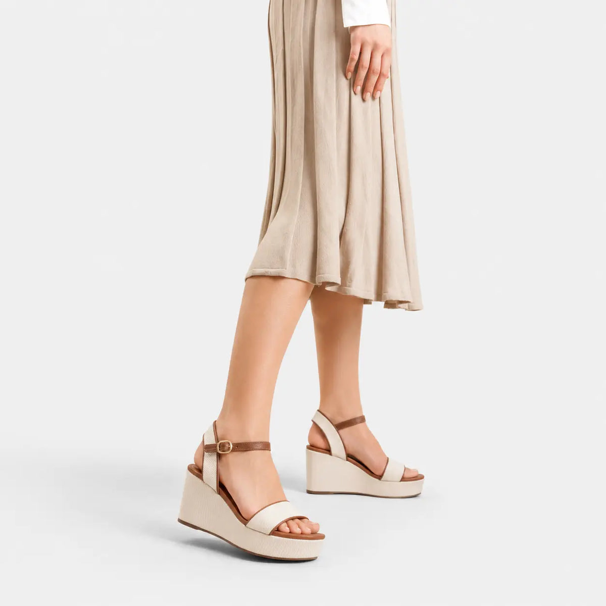 Sandalia plataforma zafira de sintético para mujer - Miel