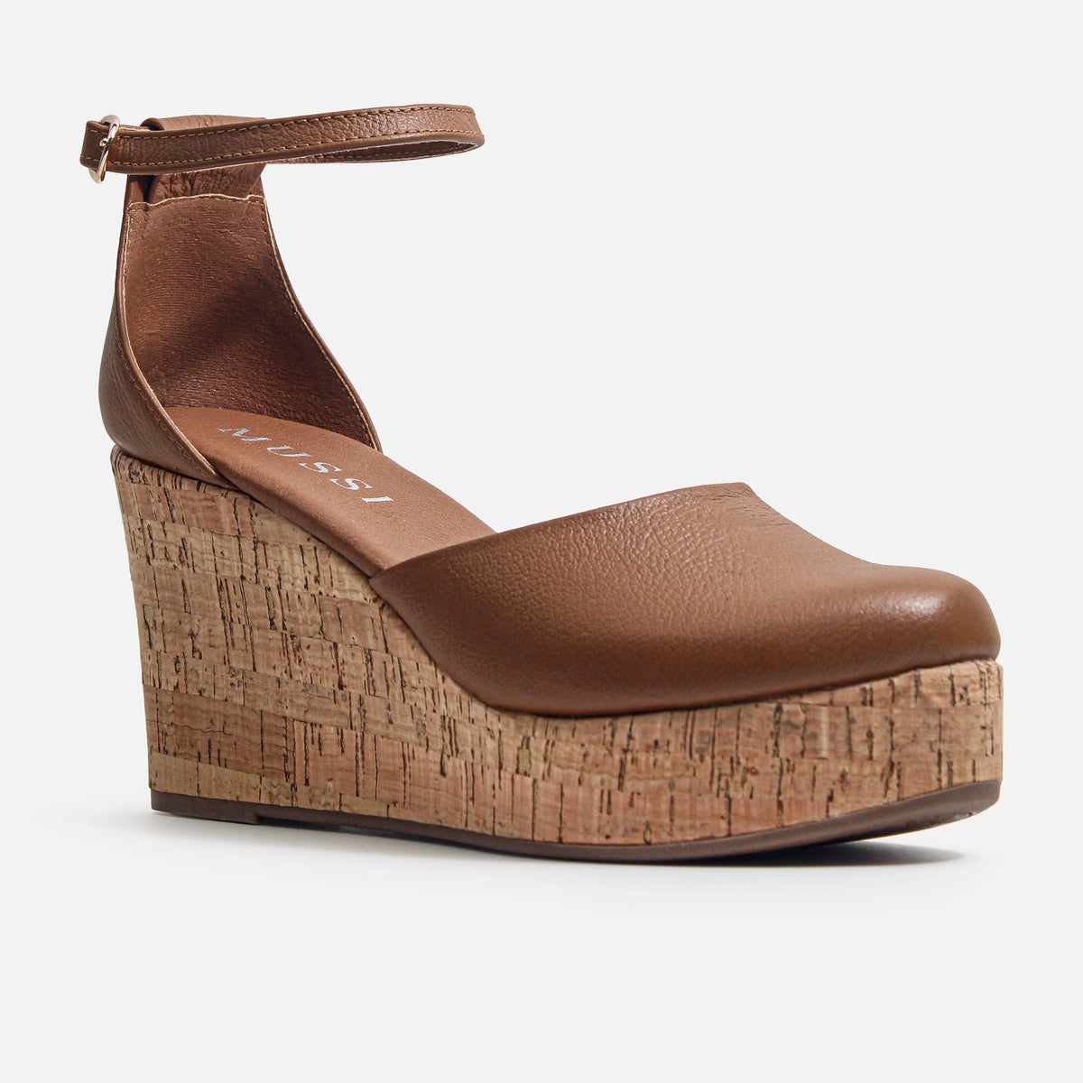 Sandalia plataforma anis de cuero para mujer - Miel