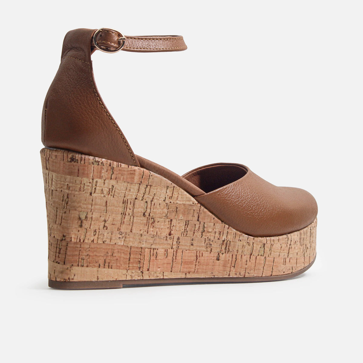 Sandalia plataforma anis de cuero para mujer - Miel
