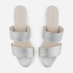 Sandalia tacon corrido serrania de cuero para mujer - Plata