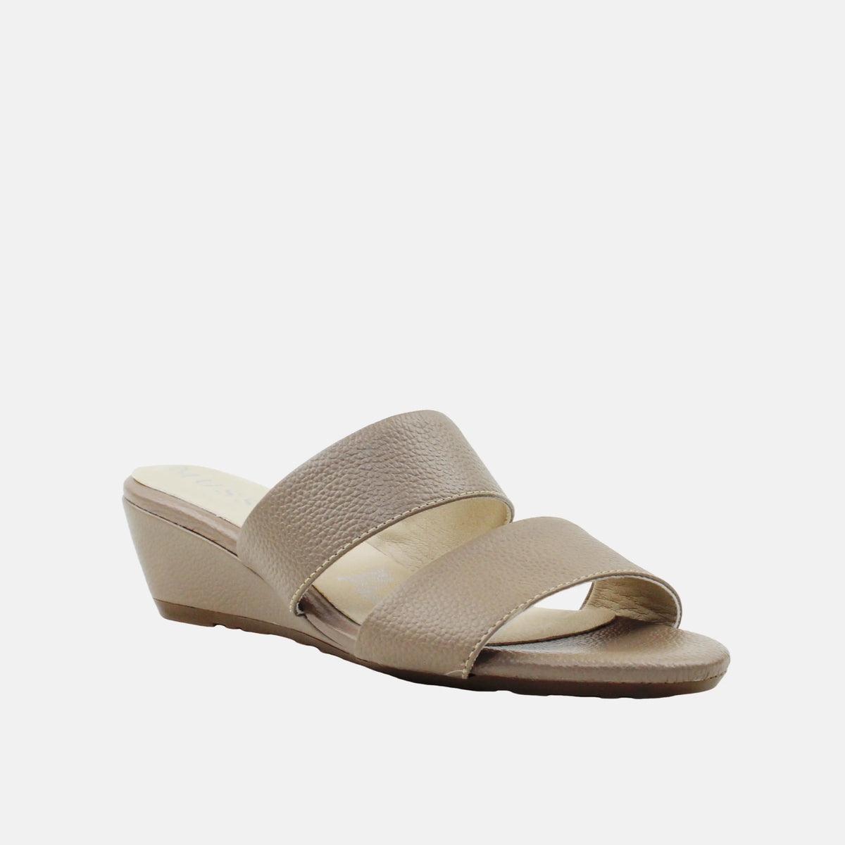 Sandalia tacon corrido serrania de cuero para mujer - Taupe