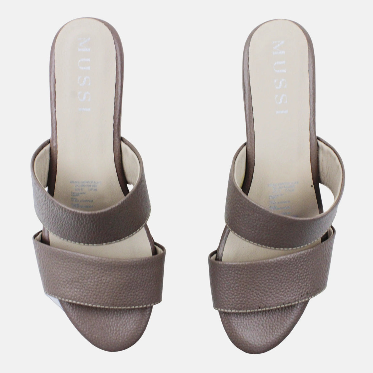 Sandalia tacon corrido serrania de cuero para mujer - Taupe
