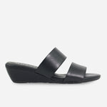 Sandalia tacon corrido serrania de cuero para mujer - Negro