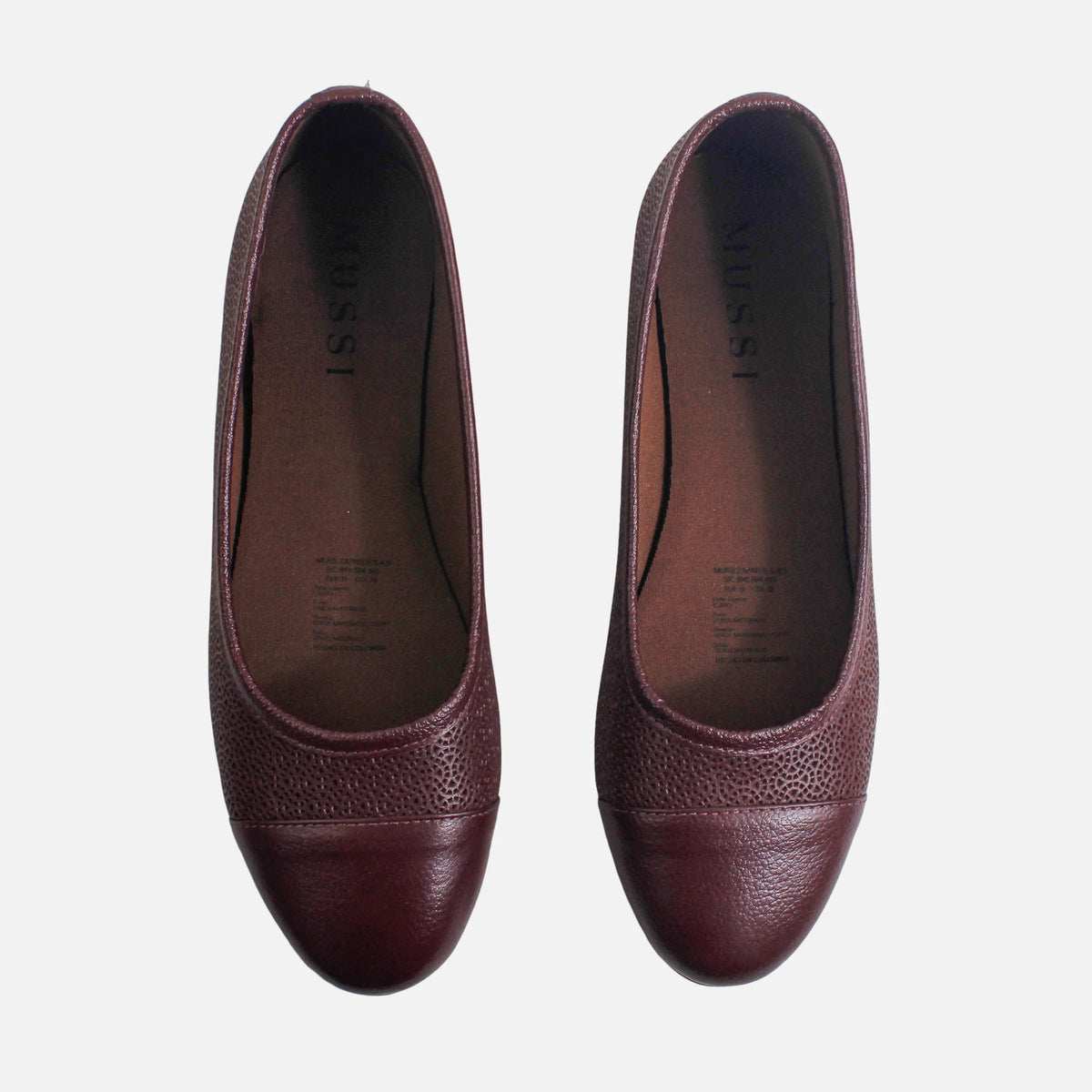 Baleta plana zenda de cuero para mujer - Vino