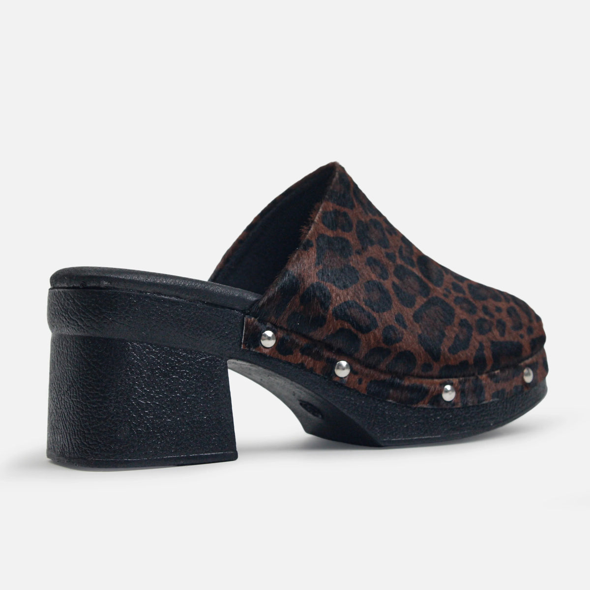 Zueco tacon adriate de cuero para mujer - Cafe