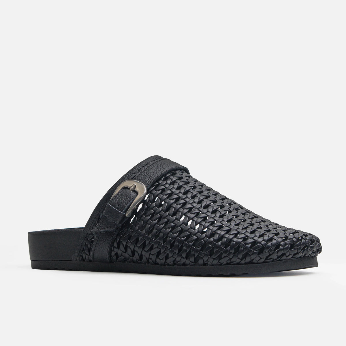Zueco plano ilana de sintético para mujer - Negro