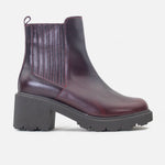 Botin tacon valencia de cuero para mujer - Vino