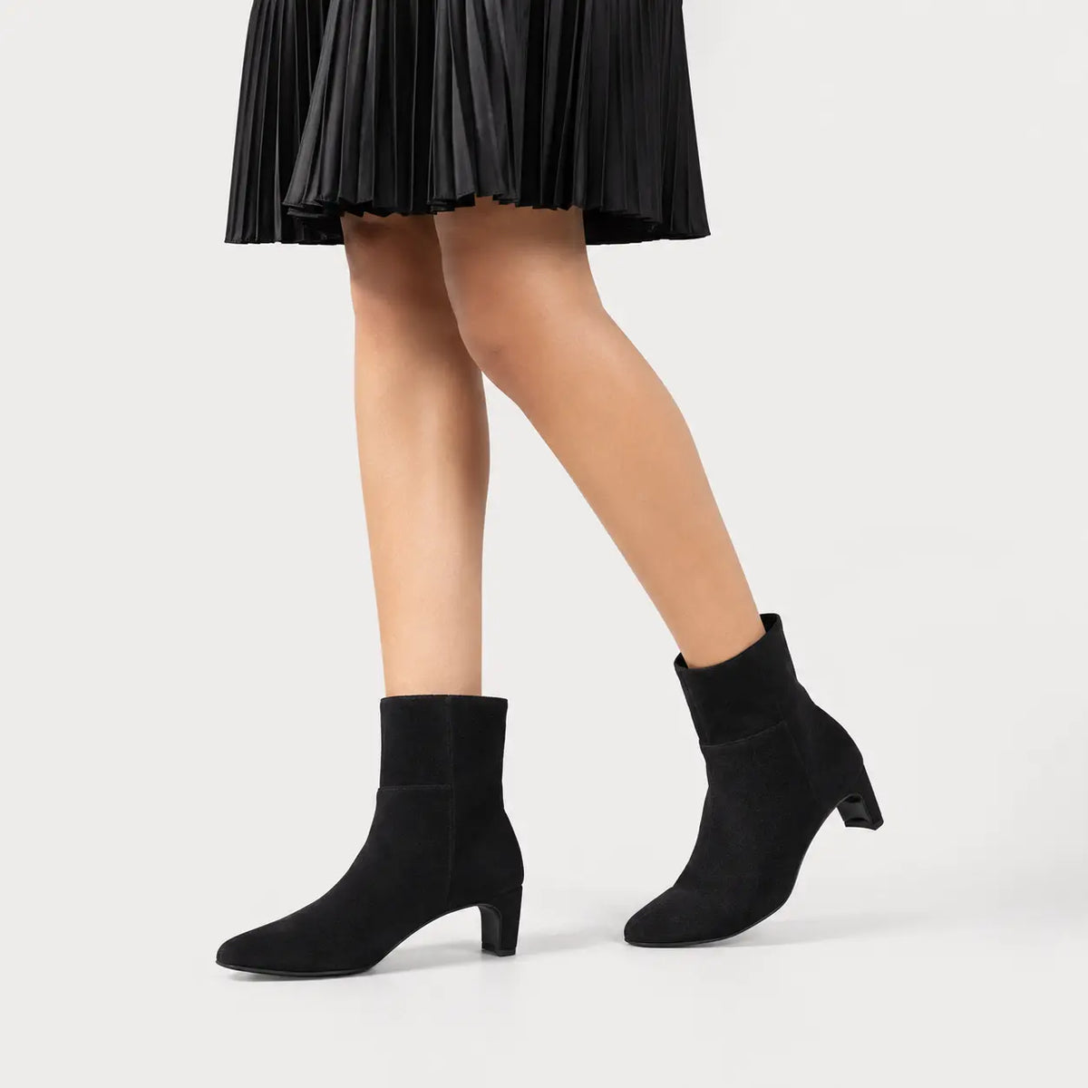 Botin tacon caprina de sintético para mujer - Negro