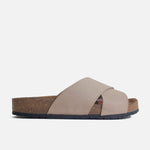 Sandalia plana elani de cuero para hombre - Taupe