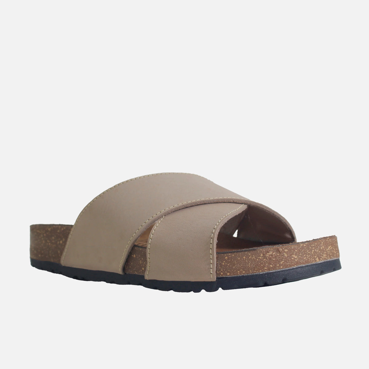 Sandalia plana elani de cuero para hombre - Taupe