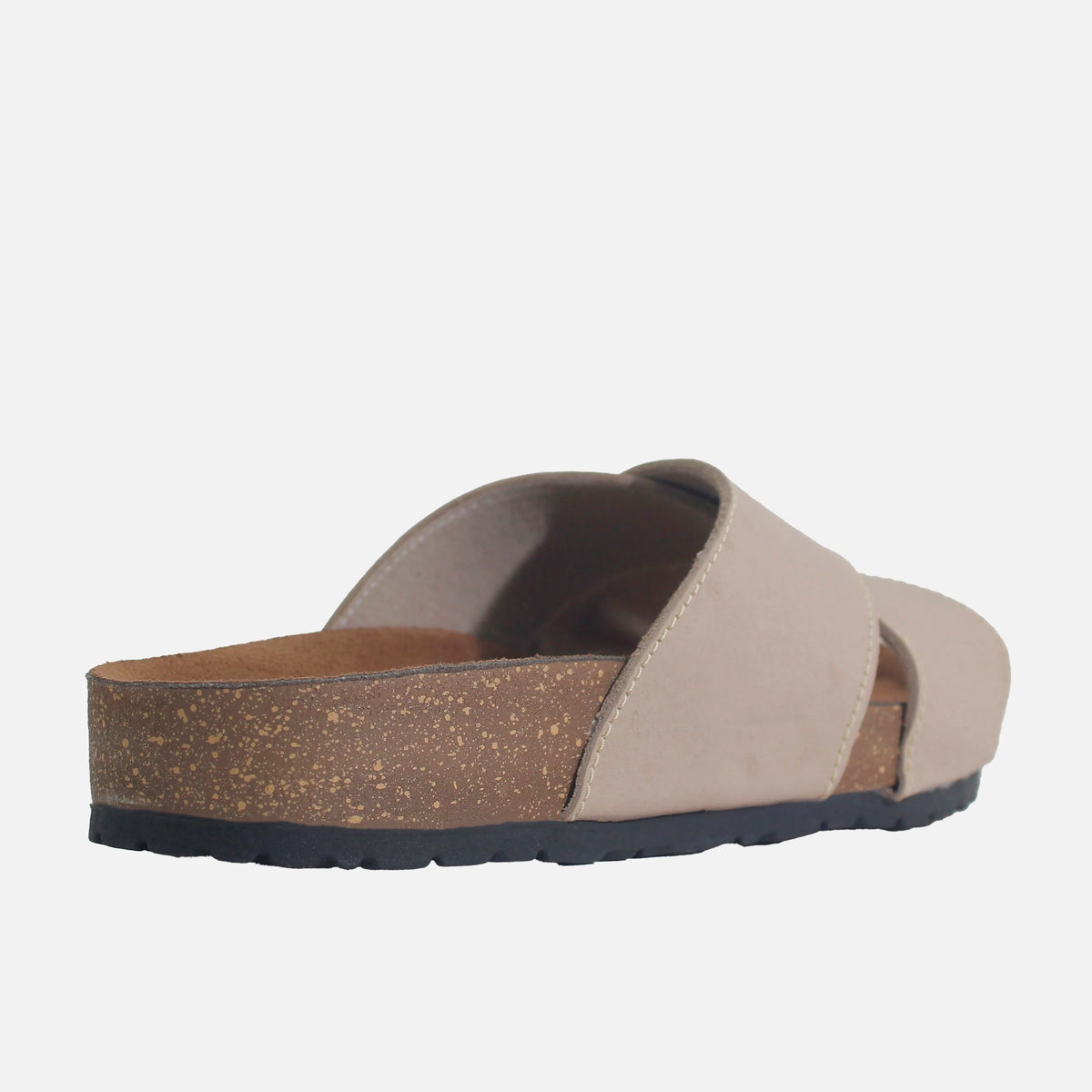 Sandalia plana elani de cuero para hombre - Taupe