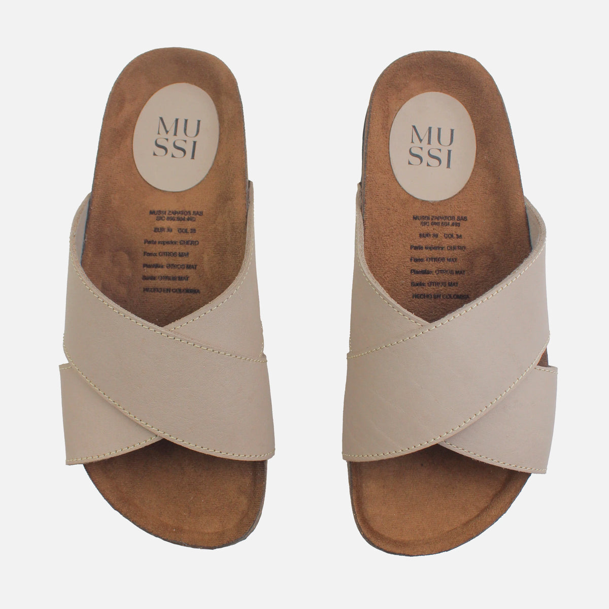 Sandalia plana elani de cuero para hombre - Taupe