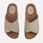 Sandalia plana elani de cuero para hombre - Taupe