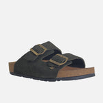 Sandalia plana alessandro de cuero para hombre - Verde