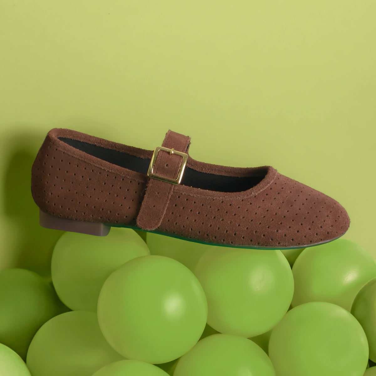 Baleta plana fabiola de cuero para mujer - Café