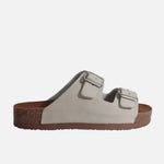 Sandalia plana gio de cuero para mujer - Hueso