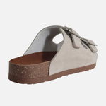 Sandalia plana gio de cuero para mujer - Hueso