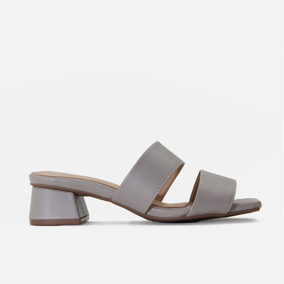 Sandalia tacon sarah de cuero para mujer - Gris