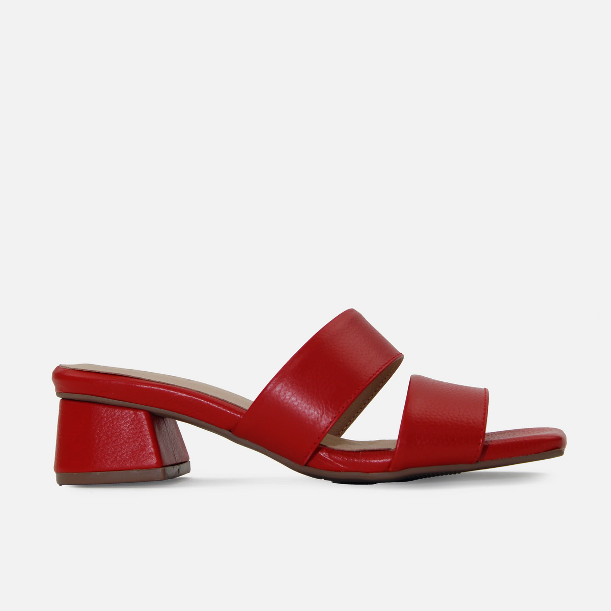 Sandalia tacon sarah de cuero para mujer - Rojo
