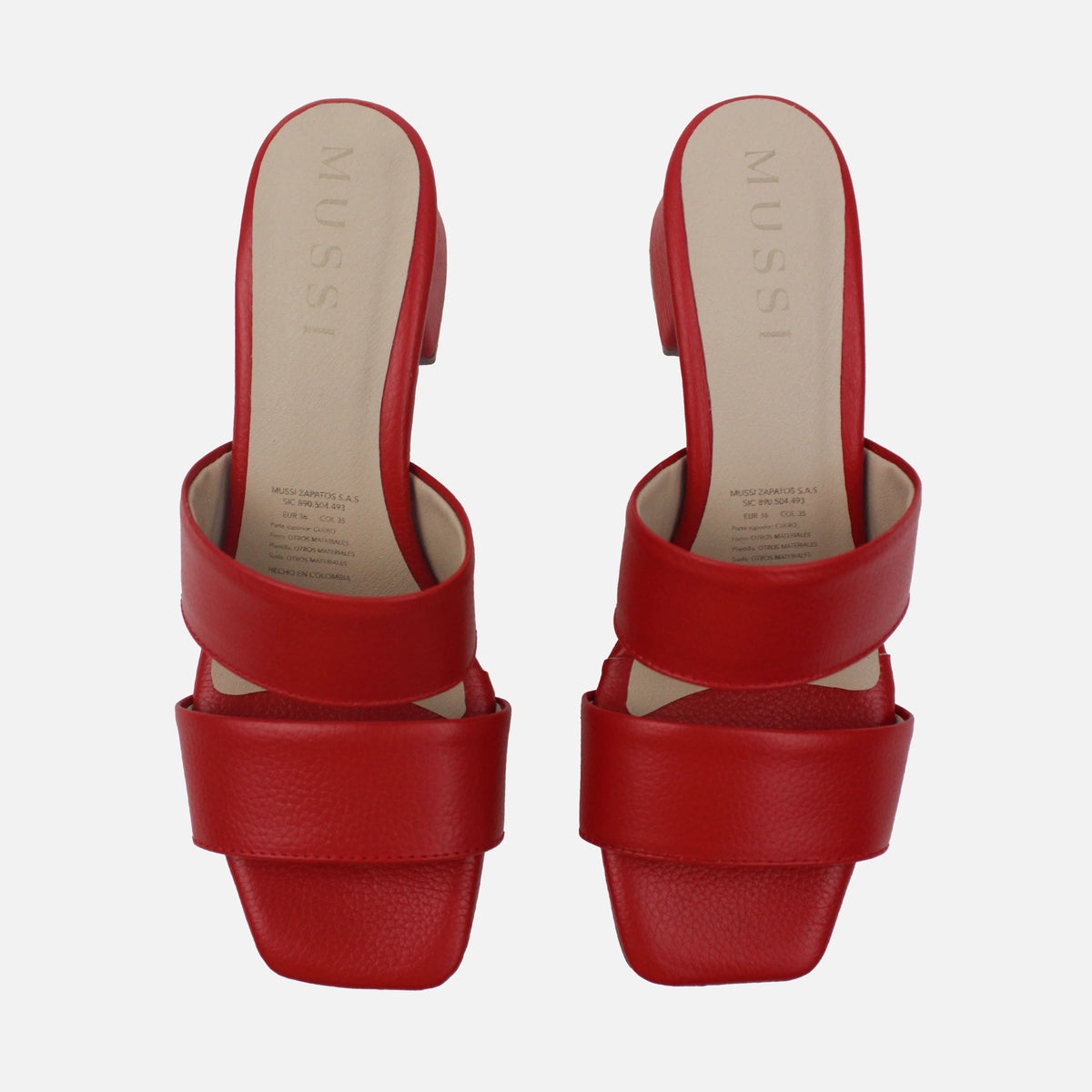 Sandalia tacon sarah de cuero para mujer - Rojo