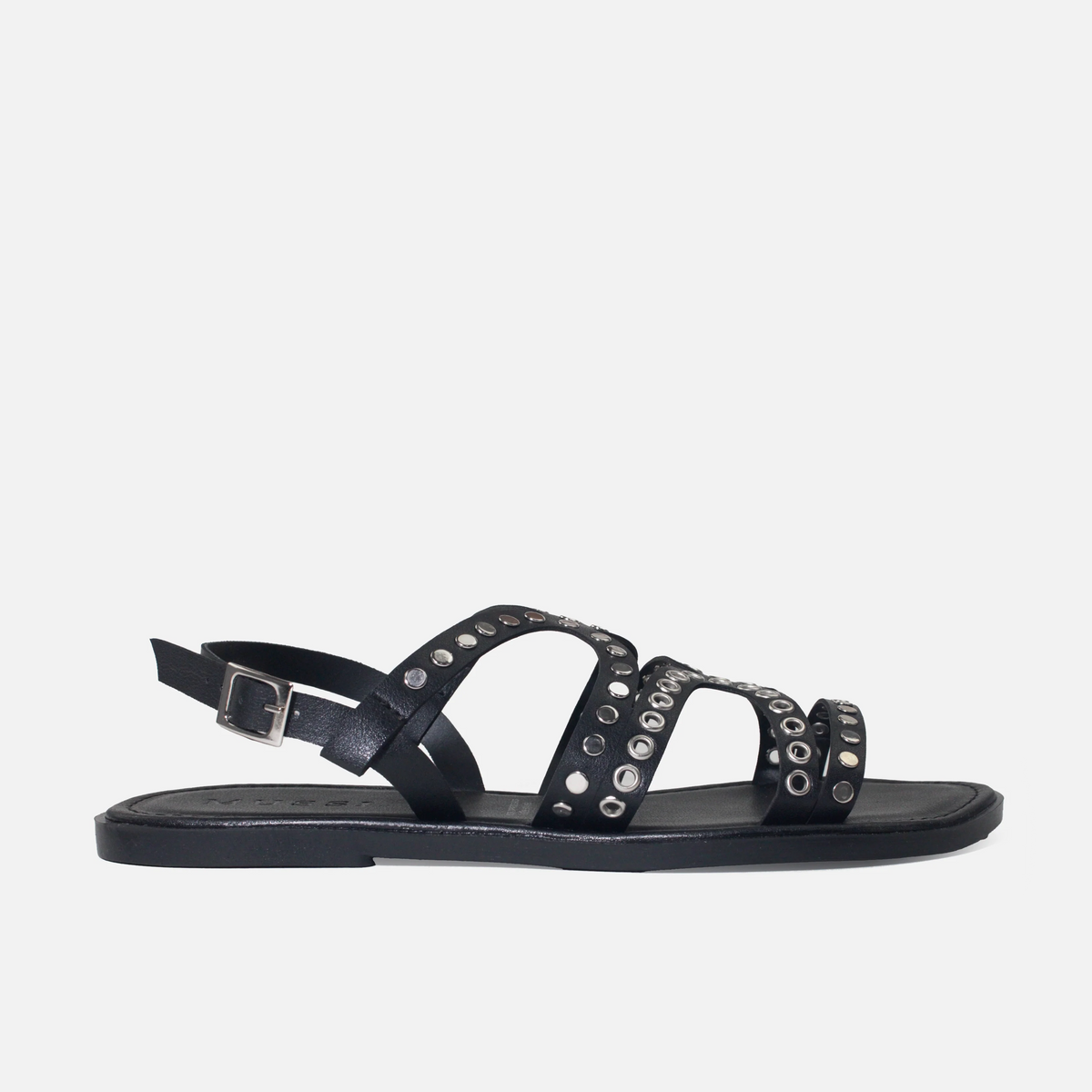 Sandalia plana temis de sintético para mujer - Negro